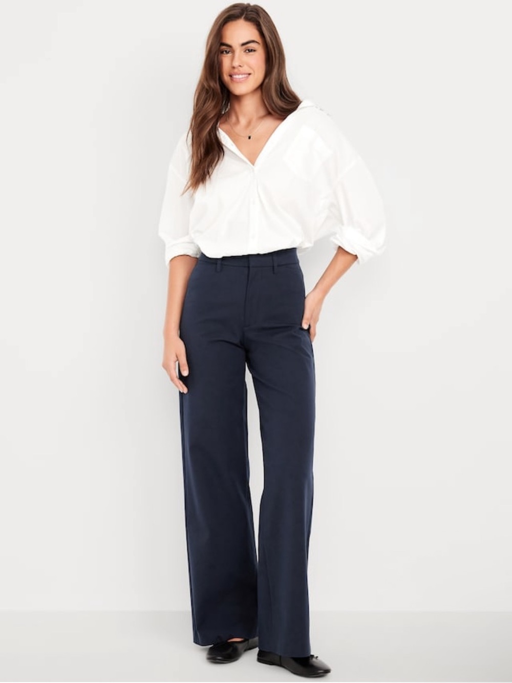 Old Navy Women’s Classic High-Waist Wide-Leg Pants in Navy size 2 Tall EUC